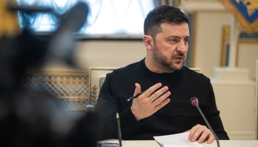 Президент Володимир Зеленський під час спілкування з журналістами